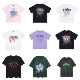 SP5DER Spider Web Foam Print Loose Casual Top T-Shirt-1861