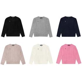 Ralph Laure Polo Sport American style pony logo round neck long sleeve knit sweater-2258