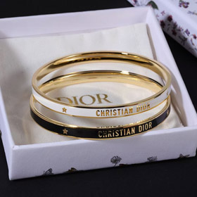 Dior bracelet gold finish metal black lacquer thin bracelet-3709