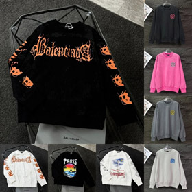 Balenciaga 100% Cotton Printed Crew Neck Sweatshirt-5529