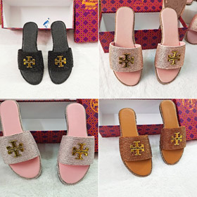 Tory Burch flat sandals with rhinestone embellishments-5647