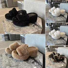 SMFK Non-slip Platform Wedge Velvet Slippers-5696