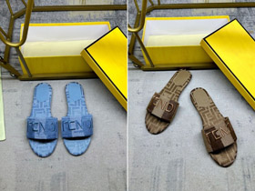 Fendi embroidered denim flat slide sandals-5760