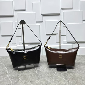 Miu Miu new waxed leather pleated tote bag-5808